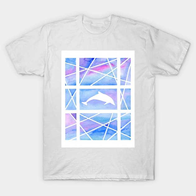 Dolphin with abstract pastel background T-Shirt by Sandraartist